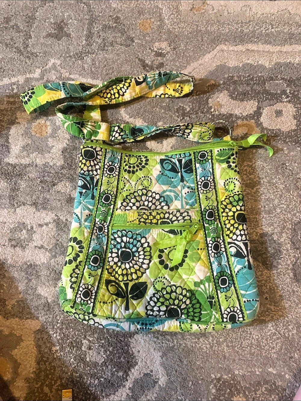 Vera Bradley On the Go Crossbody Floral Bag Green & Blue